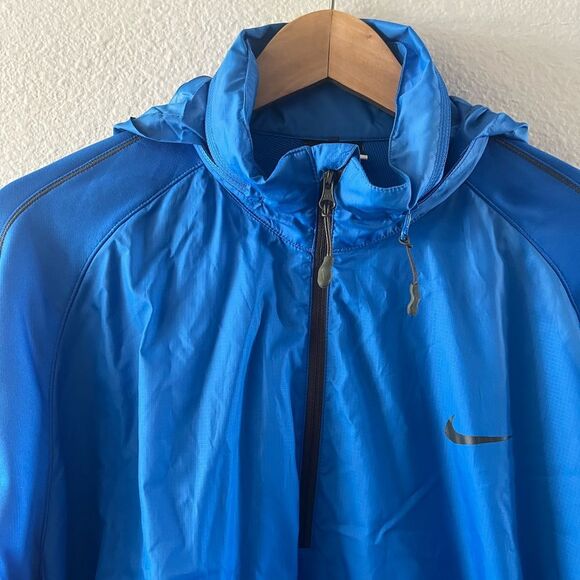 Men's Nike Golf‎ SZ Large Blue Quarter Zip Lightweight Windbreaker w/hood - Picture 4 of 15